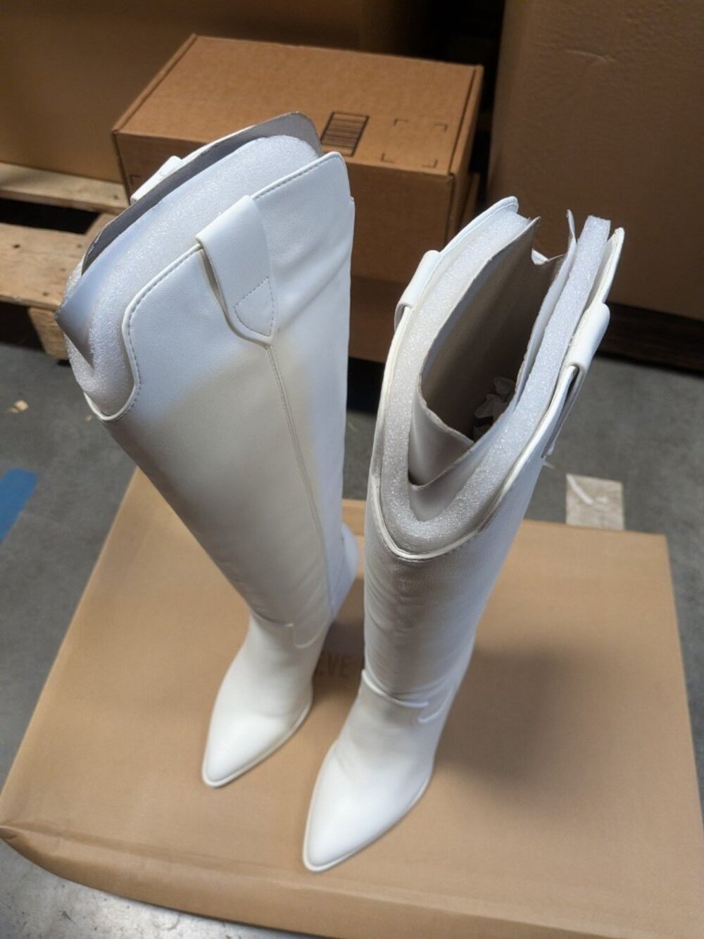 Steve Madden Womens Tessy Leather Cowboy, Western Boots White 5.5 - Picture 6 of 7